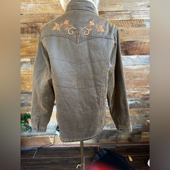 Outback Trading Company Canvas/Quilted Jacket with Floral Back Embroidery - Picture 4 of 15